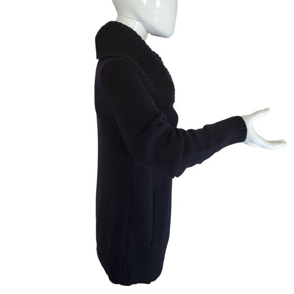 Michael Kors Navy Knit Cardigan Wrap Size S Wool Blend Long Sleeve Shawl Collar - Picture 6 of 9